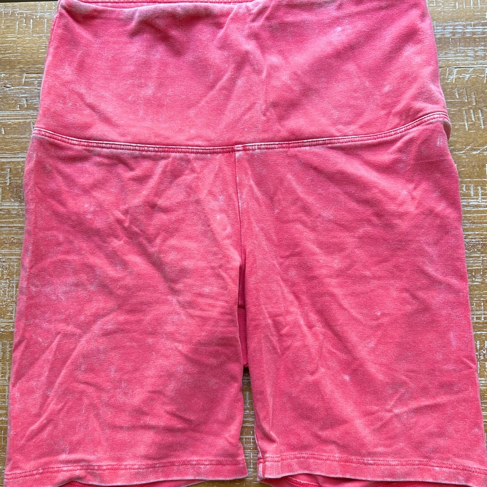 PINK Yoga Red Washed Bike Shorts